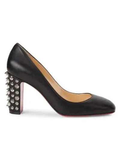 Shop Christian Louboutin Donna Spikes Leather Pumps In Black