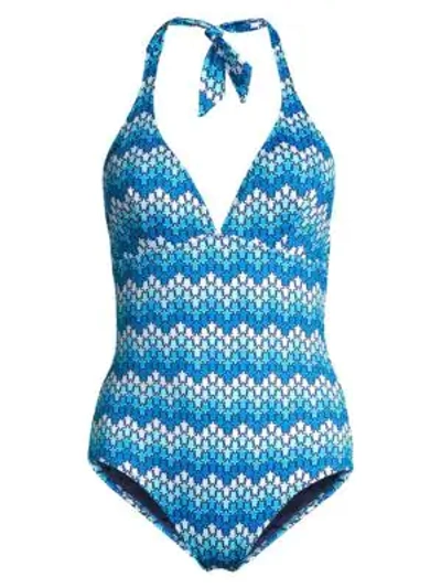 Shop Vilebrequin Women's Famous Printed Halter One-piece Swimsuit In Herringbone