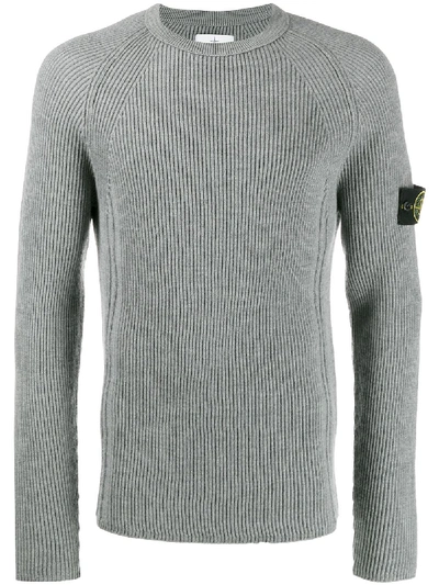 Shop Stone Island Ribbed Jumper - Grey