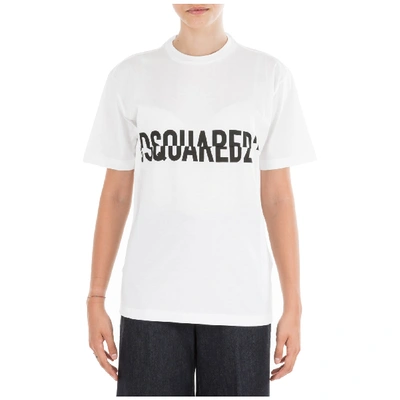 Shop Dsquared2 Women's T-shirt Short Sleeve Crew Neck Round In White