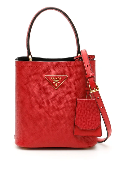 Shop Prada Panier Bucket Bag In Red