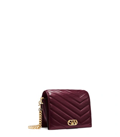 Shop Stuart Weitzman Della Small Quilted In Cranberry Nappa Leather