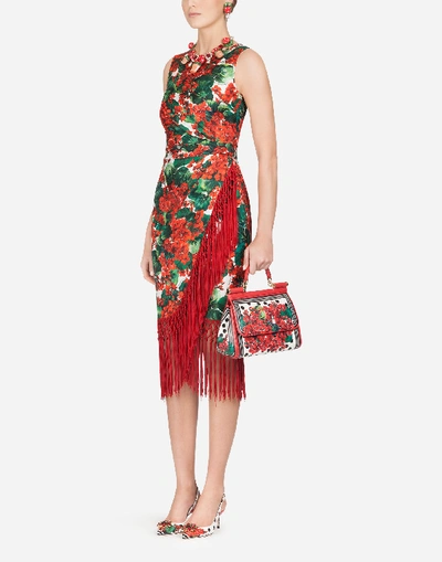 Shop Dolce & Gabbana Portofino-print Twill Midi Dress In Floral Print