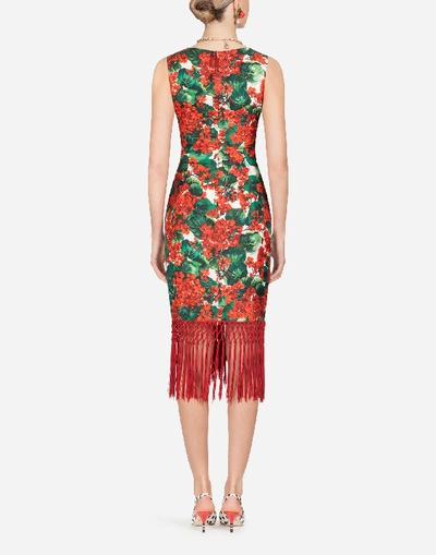 Shop Dolce & Gabbana Portofino-print Twill Midi Dress In Floral Print