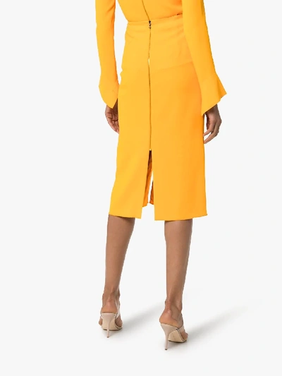 Shop Roland Mouret Aura Draped Midi Skirt In Yellow