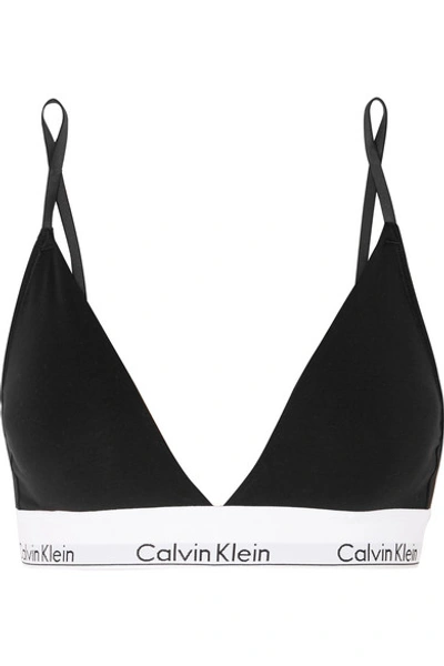 Shop Calvin Klein Underwear Stretch-jersey Soft-cup Triangle Bra In Black