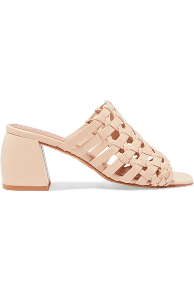 Shop Souliers Martinez Barcelona Woven Leather Mules In Neutral