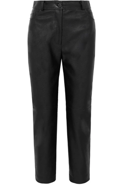 Shop Stella Mccartney Cropped Faux Leather Straight-leg Pants In Black