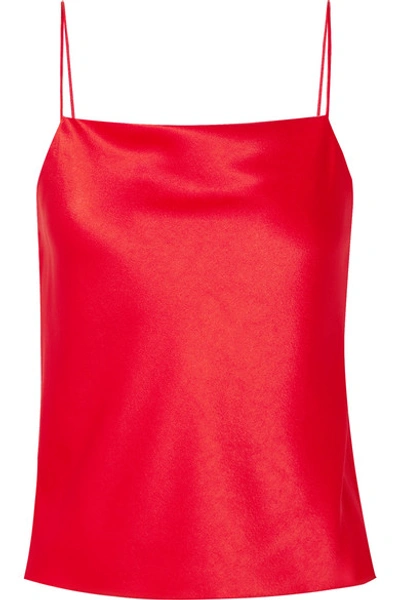 Shop Alice And Olivia Harmon Draped Satin Camisole In Red