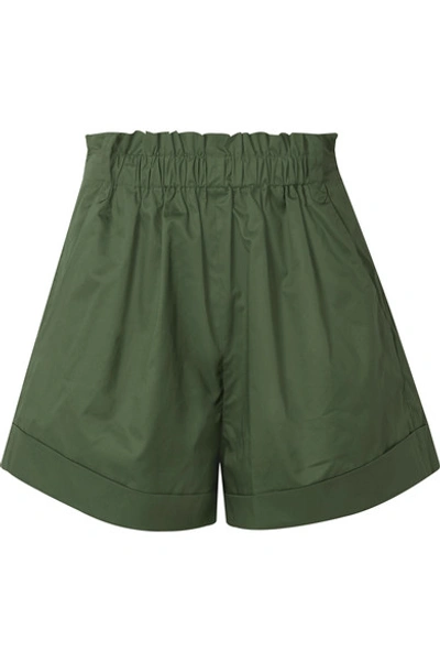 Shop Iro Ferni Cotton-poplin Shorts In Army Green