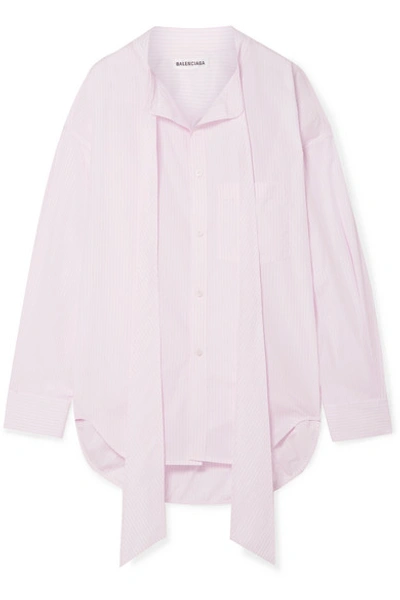 Shop Balenciaga New Swing Oversized Striped Cotton-poplin Shirt In Baby Pink