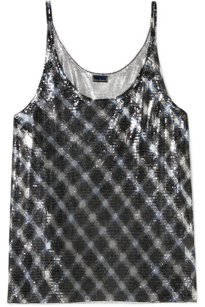 Shop Rabanne Checked Chainmail Camisole In Silver