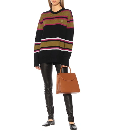 Shop Acne Studios Striped Wool Sweater In Black