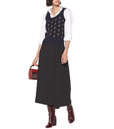 Shop Chloé Embroidered Wool Vest In Blue