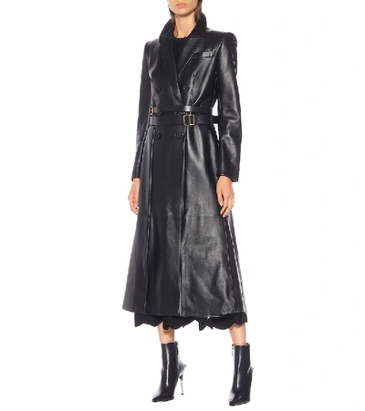 Shop Alexander Mcqueen Leather Coat In Black