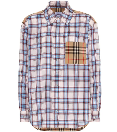 Shop Burberry Checked Cotton-blend Shirt In Multicoloured