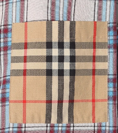 Shop Burberry Checked Cotton-blend Shirt In Multicoloured