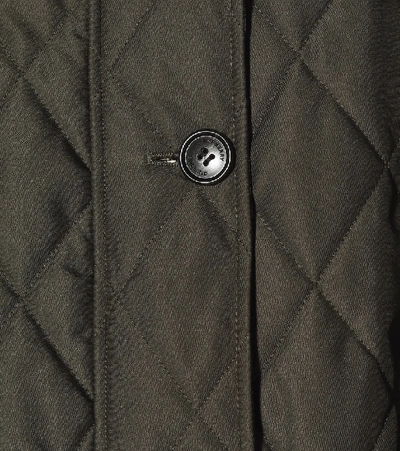 Shop Burberry Quilted Technical Twill Parka In Green