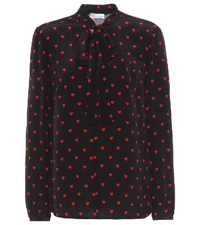 Shop Red Valentino Heart Silk Blouse In Black