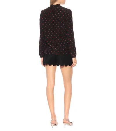 Shop Red Valentino Heart Silk Blouse In Black