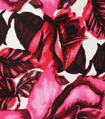 Shop Prada Floral Cotton-poplin Skirt In Pink