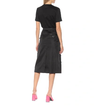 Shop Prada Nylon Midi Skirt In Black