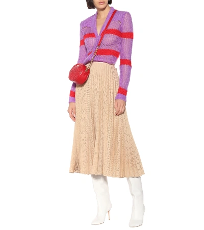 Shop Miu Miu Mohair And Wool-blend Cardigan In Purple