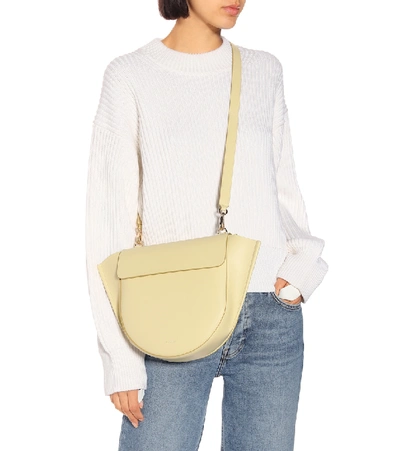 Shop Wandler Hortensia Medium Leather Shoulder Bag In Yellow