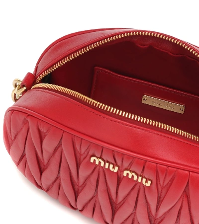 Shop Miu Miu Matelassé Leather Shoulder Bag In Red