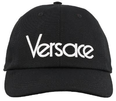 Shop Versace Logo Baseball Cap In Black