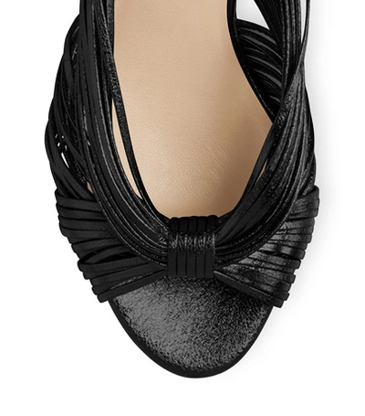 Shop Stuart Weitzman The Payton Sandal In Black Textured Metallic Leather