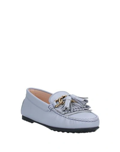 Shop Tod's Woman Loafers Grey Size 4.5 Soft Leather