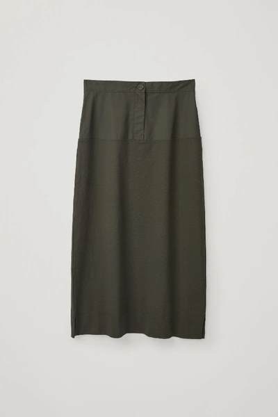 Shop Cos Long Woven-jersey Skirt In Beige