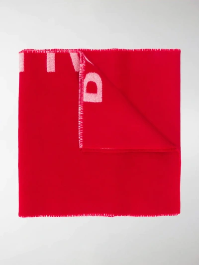 Shop Balenciaga Jacquard Logo Scarf In Red