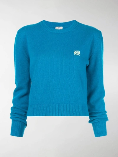 Shop Loewe Embroidered Logo Sweater In Blue