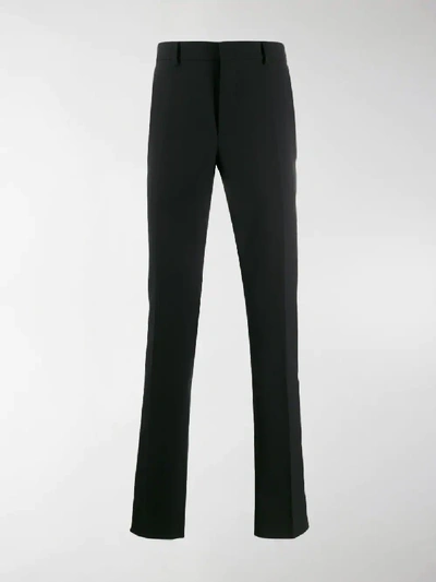 Shop Fendi Logo Stripe Tailored Trousers In Black