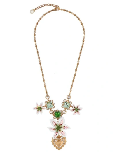 Shop Dolce & Gabbana Lily Pendant Necklace In Multi