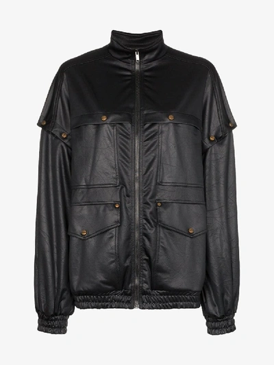 Shop Gucci Womens Black Oversized Technical Bomber Jacket