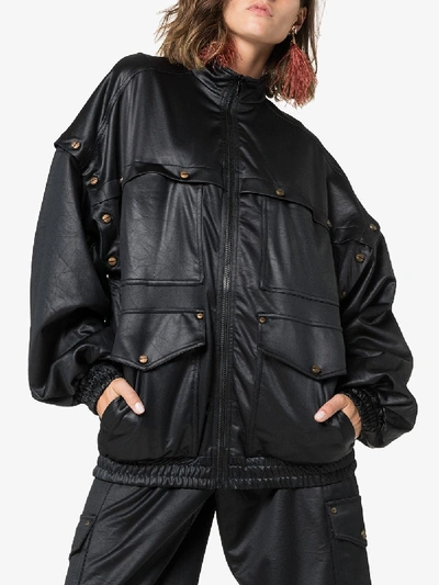 Shop Gucci Womens Black Oversized Technical Bomber Jacket