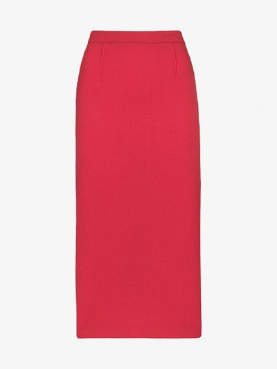 Shop Roland Mouret Arreton Pencil Skirt In Red