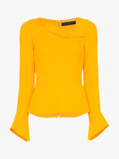 Shop Roland Mouret Boronia Asymmetric Neck Top In Yellow