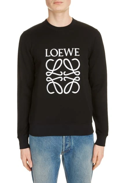 Shop Loewe Embroidered Anagram Logo Sweatshirt In Black
