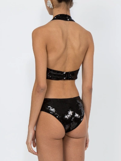 Shop Saint Laurent Sequin-embellished Bodysuit In Black