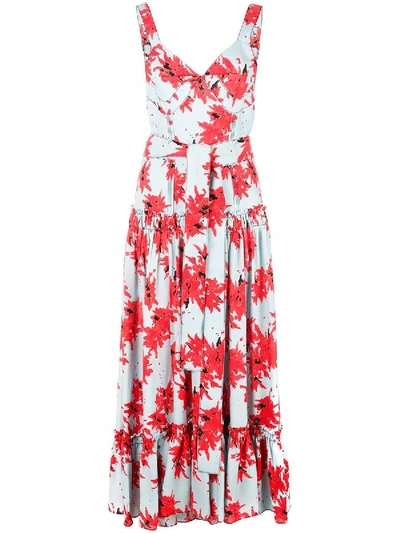 Shop Proenza Schouler Splatter Floral Sleeveless Tiered Dress