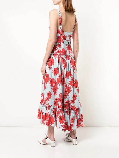 Shop Proenza Schouler Splatter Floral Sleeveless Tiered Dress