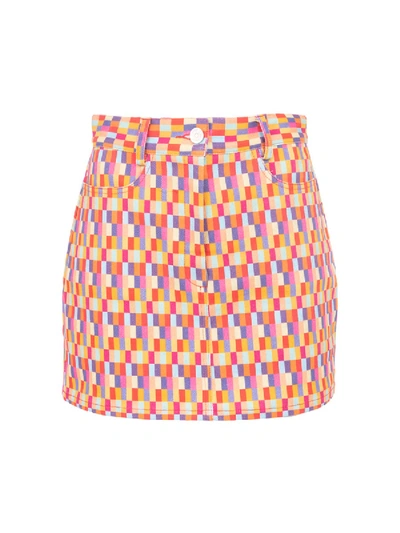 Shop Lhd Bright Checks Claude Skirt In Multicolor