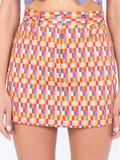 Shop Lhd Bright Checks Claude Skirt In Multicolor