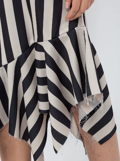 Shop Marques' Almeida Striped Asymmetric Dress
