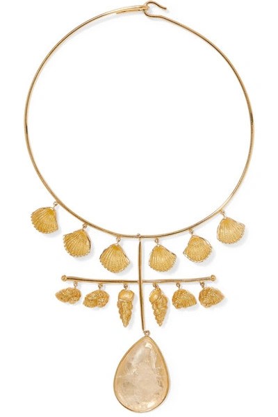 Shop Aurelie Bidermann Panama Gold-plated Crystal Necklace
