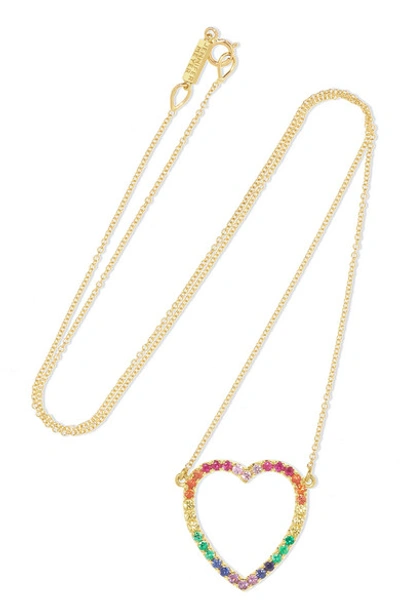 Shop Jennifer Meyer Large Open Heart 18-karat Gold Multi-stone Necklace